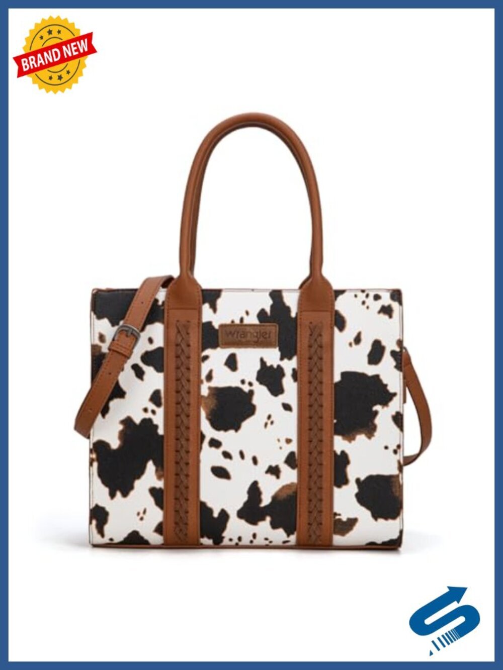Vegan Leather Tote Bag with Strap for Work & Travel